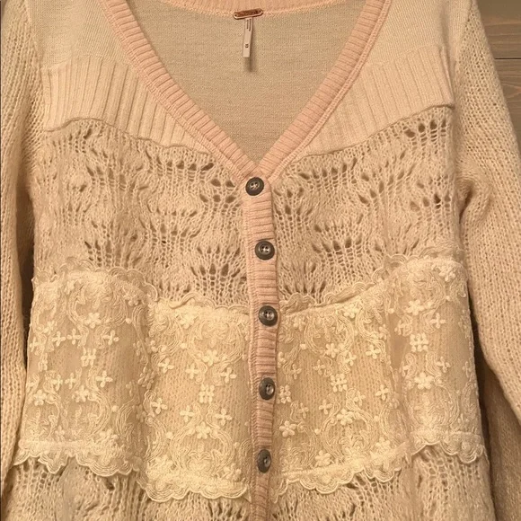 Free People Cream Lace Cardigan - Picture 2 of 8